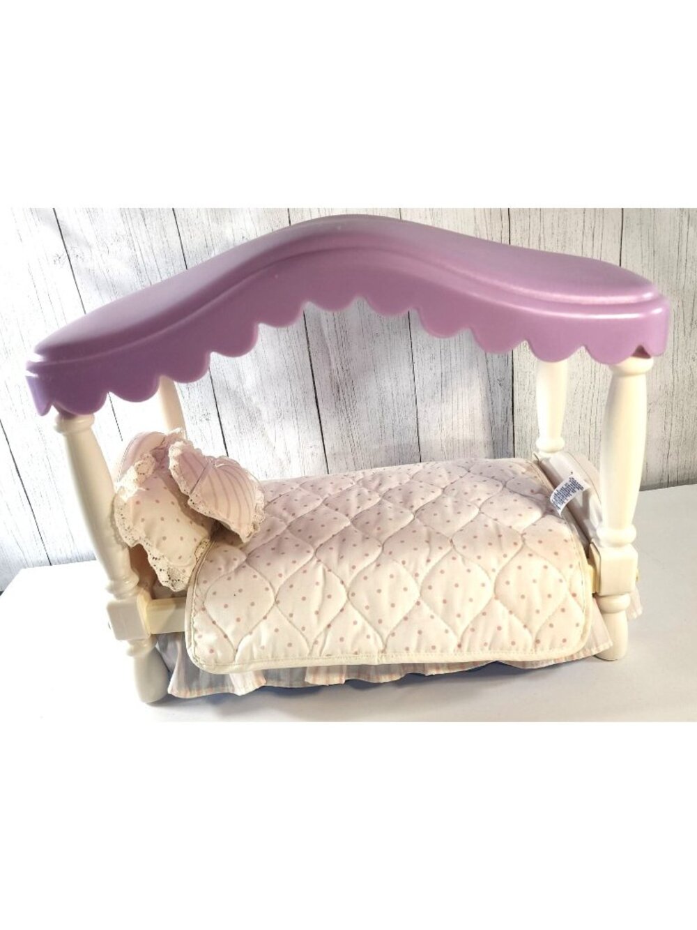LITTLE TIKES MY SIZE DOLLHOUSE CANOPY BED COMFORTER 2 PILLOWS BEDROOM FURNITURE
